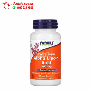 ناو فودز كبسولات الفا ليبويك اسيد 600 ملجم 60 كبسولة نباتية NOW Foods Alpha Lipoic Acid Extra Strength 600 mg