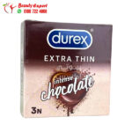 واقي ذكري دوريكس لزيادة الإثارة والسعادة الزوجية بنكهة الشيكولاتة 3 قطع - Durex Extra Thin Intense Chocolate Flavoured Condoms for Men - 3 condoms