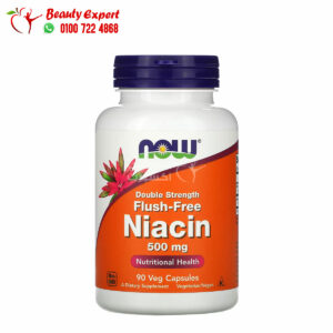 نياسين حبوب ناو فودز لدعم الصحة العامة للجسم 500 مجم 90 كبسولة نباتية NOW Foods Flush-Free Niacin Double Strength 500 mg