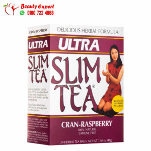 مكونات شاي الترا سليم لتعزيز الهضم وانقاص الوزن بالتوت العليق والتوت البري بدون كافين 24 كيس شاي (48 جم) Ultra Slim Tea Cran-Raspberry Hobe Labs