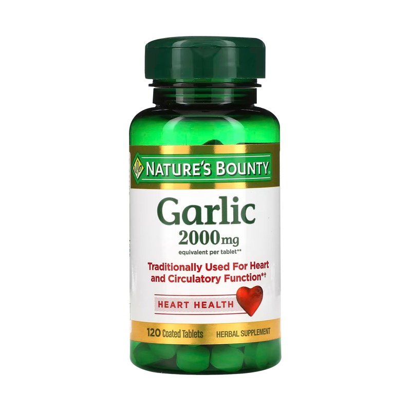 VI426 Nature's bounty garlic 2000mg for heart and circulatory function - 120 coated tablets