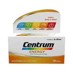 حبوب سنتروم انرجي مع الجنسنج والجنكو لزيادة طاقة الجسم centrum energy عدد 30 قرص
