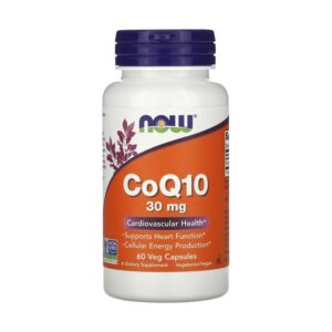 NOW coq10 capsules for heart health and energy production 30 mg - 60 Veg Capsules
