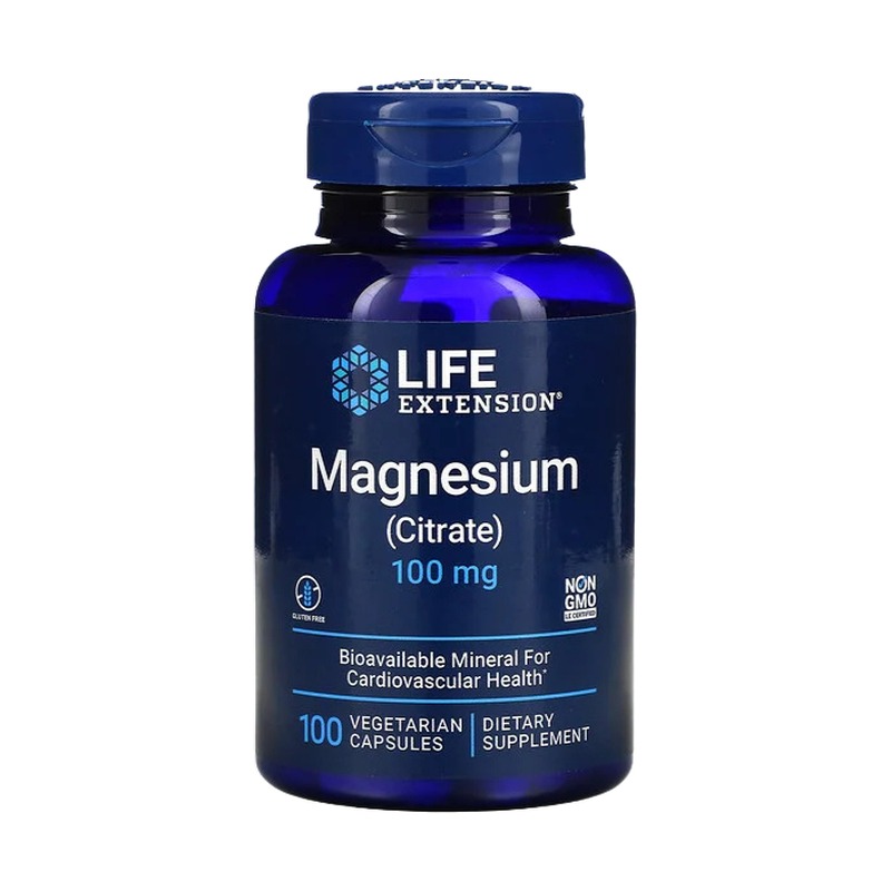 Life Extension magnesium citrate tablets for cardiovascular health, 100g - 100 vegetarian tablets