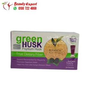 قشر السيلينيوم ألياف لسد الشهية بطعم التوت الازرق green husk psyllium husk 24 باكيت