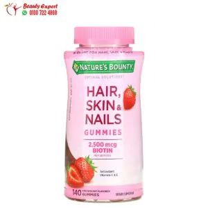 Nature's Bounty Hair Skin & Nails Gummies with Biotin, Strawberry 1250 mcg 140 Gummies