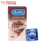 الواقي الذكري durex لزيادة الإحساس بالإثارة والمتعة بنكهة الشيكولاتة 10 قطع - Durex Extra Thin Intense Chocolate Flavoured Condoms for Men - 10 condoms