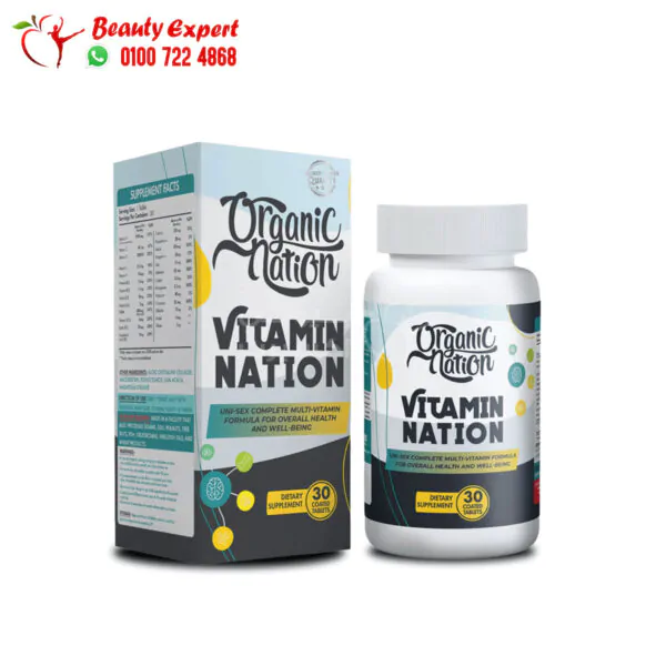 Organic Nation Vitamin Nation Multivitamin to Improve Overall Health 30 Tablets